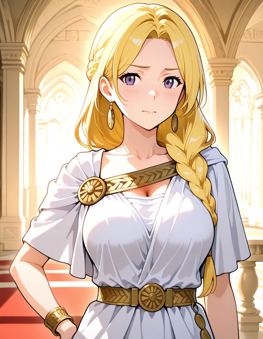 1girl, jewelry, blonde hair, solo, breasts, earrings · Yamete.gg
