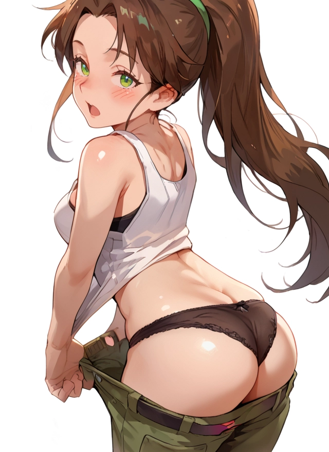1girl, ass, underwear, panties, brown hair, solo · Yamete.gg