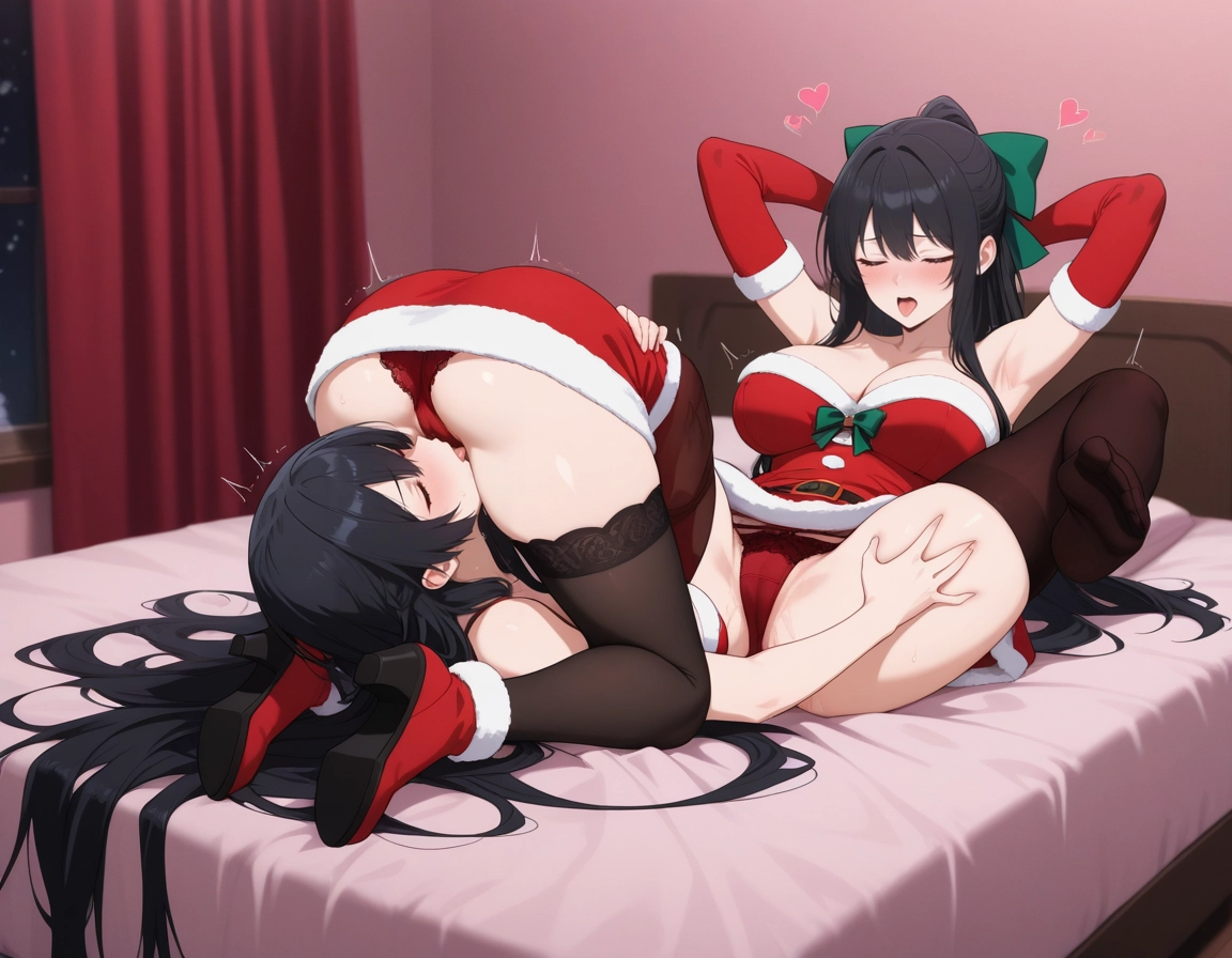 multiple girls, thighhighs, 2girls, red panties, breasts, panties · Yamete.gg