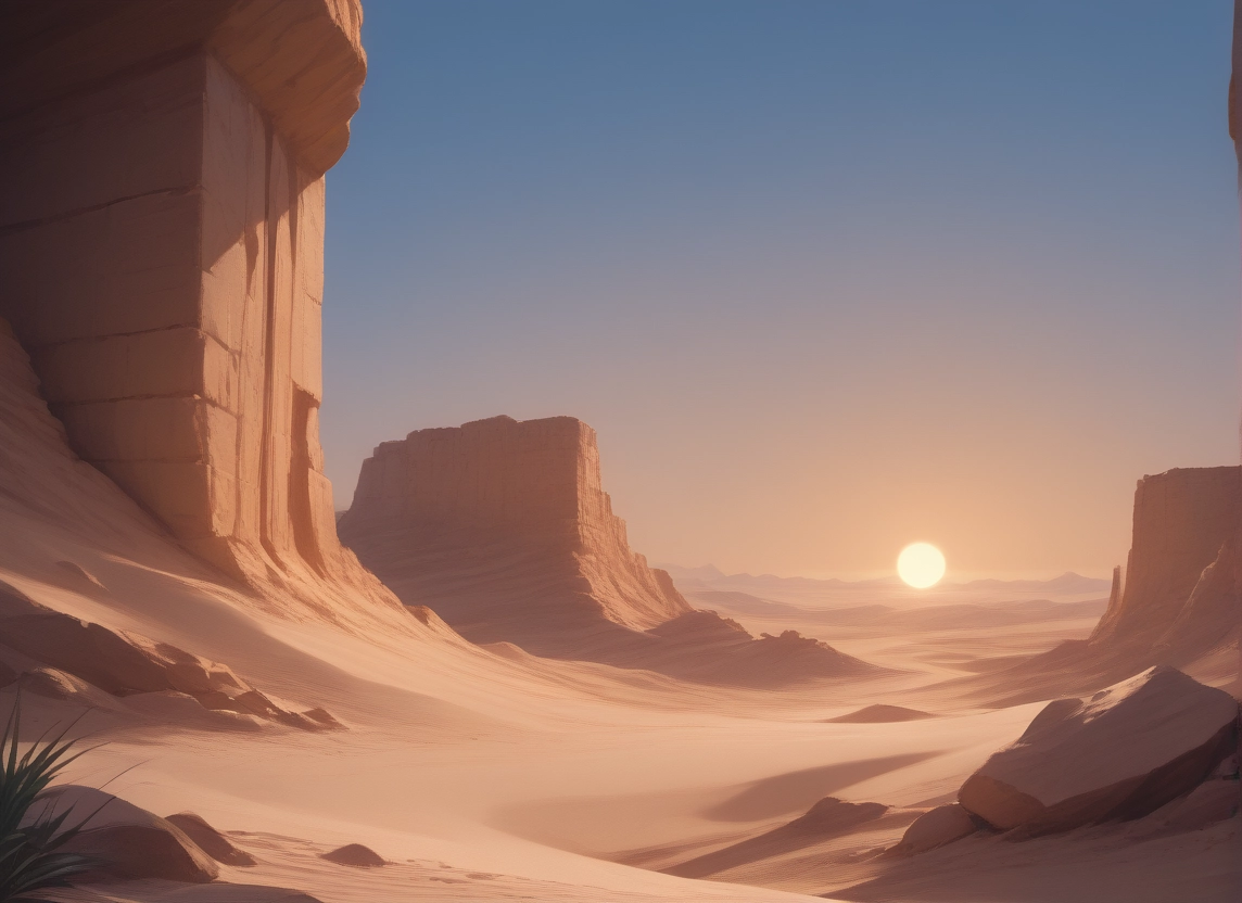 desert, no humans, sun, scenery, sky, outdoors · Yamete.gg