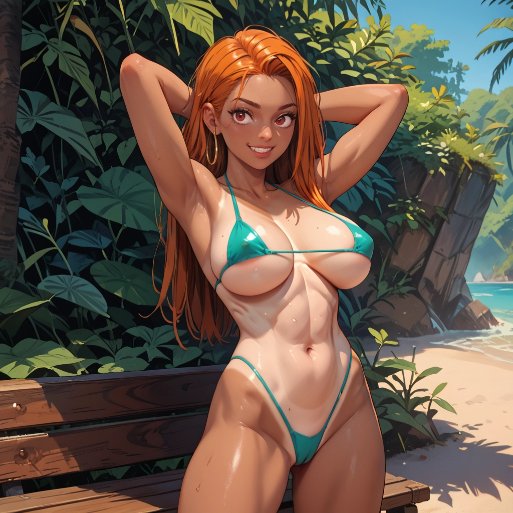 1girl, swimsuit, breasts, bikini, solo, tan · Yamete.gg