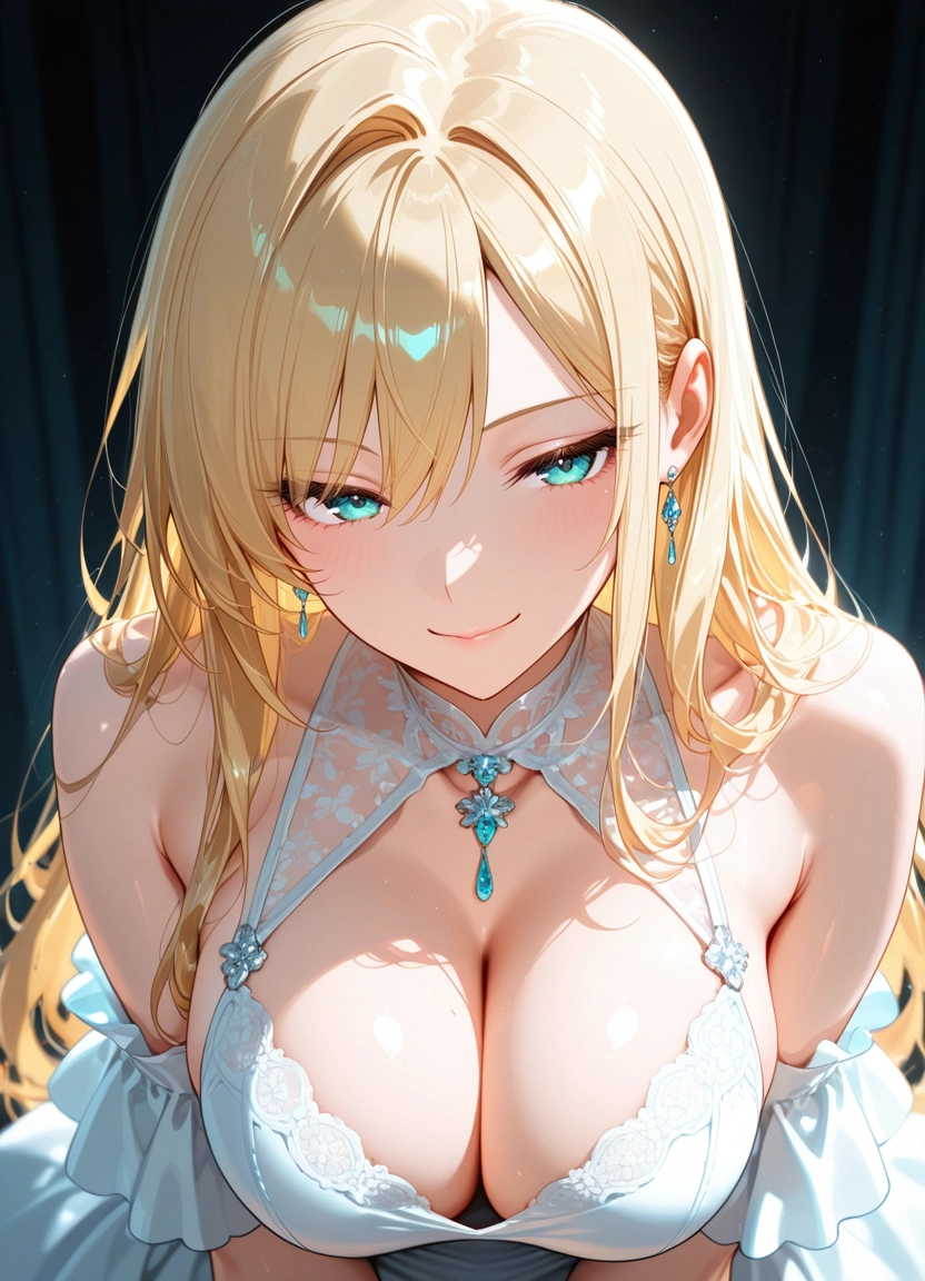 1girl, breasts, large breasts, jewelry, blonde hair, solo · Yamete.gg
