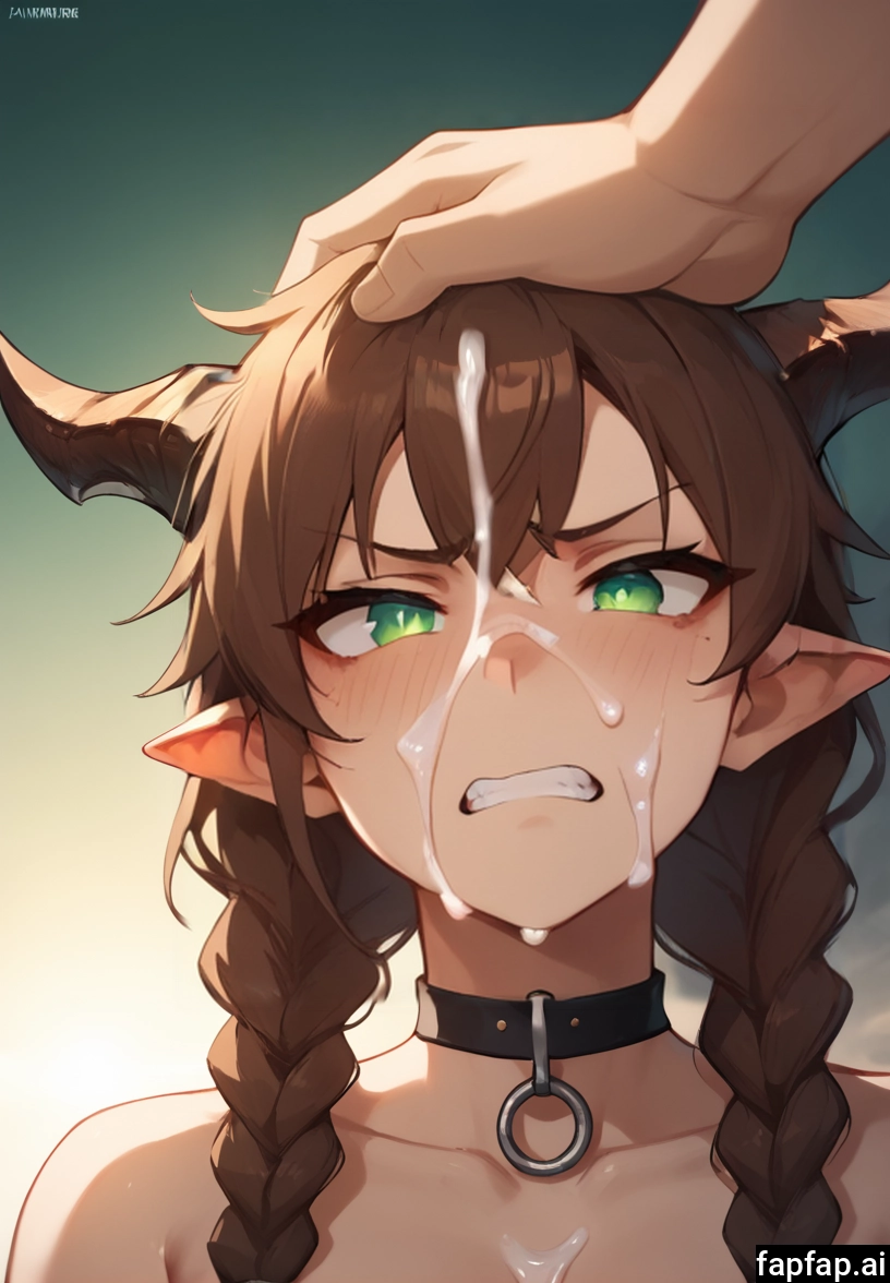 1girl, twin braids, green eyes, pointy ears, braid, horns · Yamete.gg