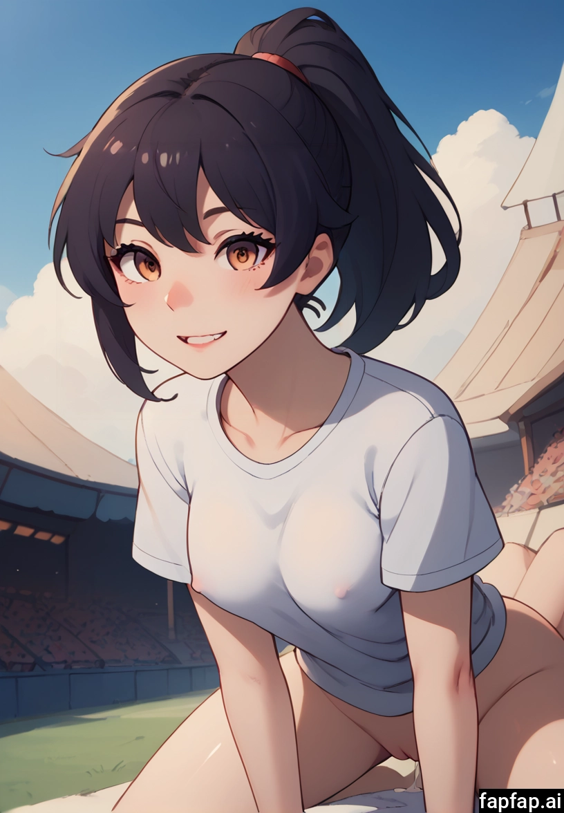 1girl, breasts, outdoors, smile, shirt, looking at viewer · Yamete.gg
