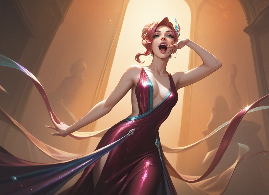 dress, breasts, 1girl, jewelry, open mouth, earrings · Yamete.gg