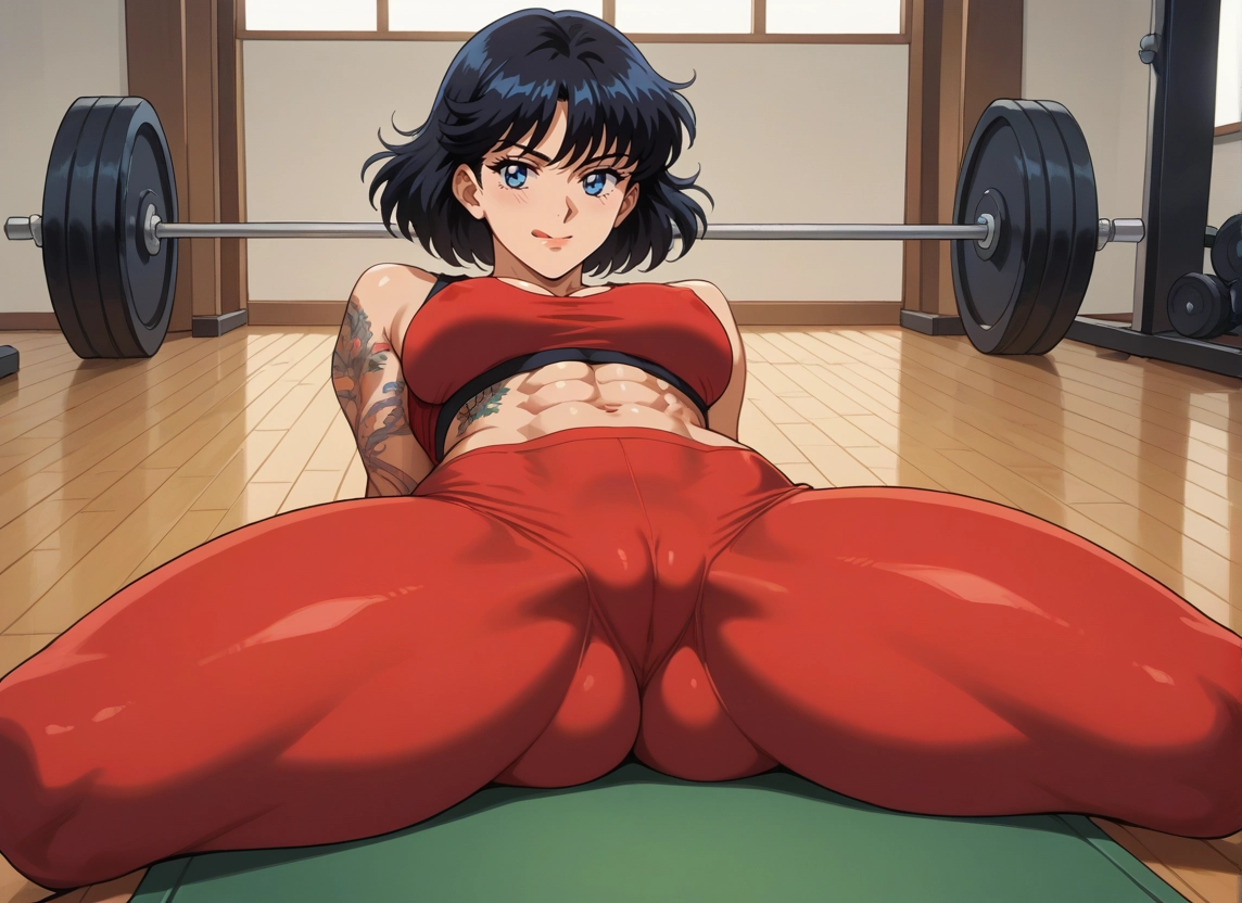1girl, tongue, blue eyes, tongue out, abs, tattoo · Yamete.gg