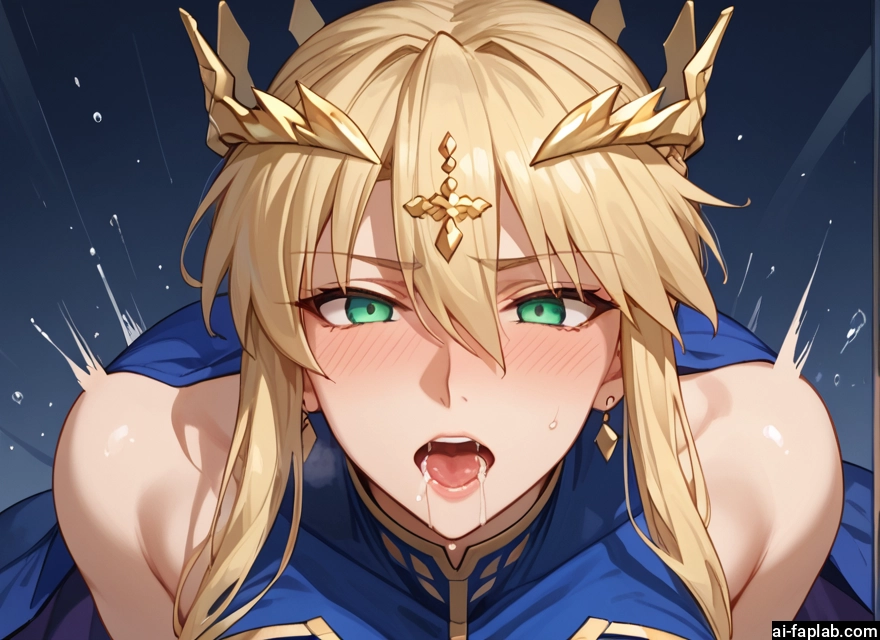 1girl, blonde hair, blush, green eyes, open mouth, hair between eyes · Yamete.gg