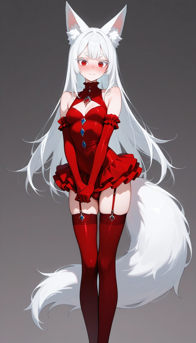 1girl, solo, gloves, animal ears, elbow gloves, dress · Yamete.gg