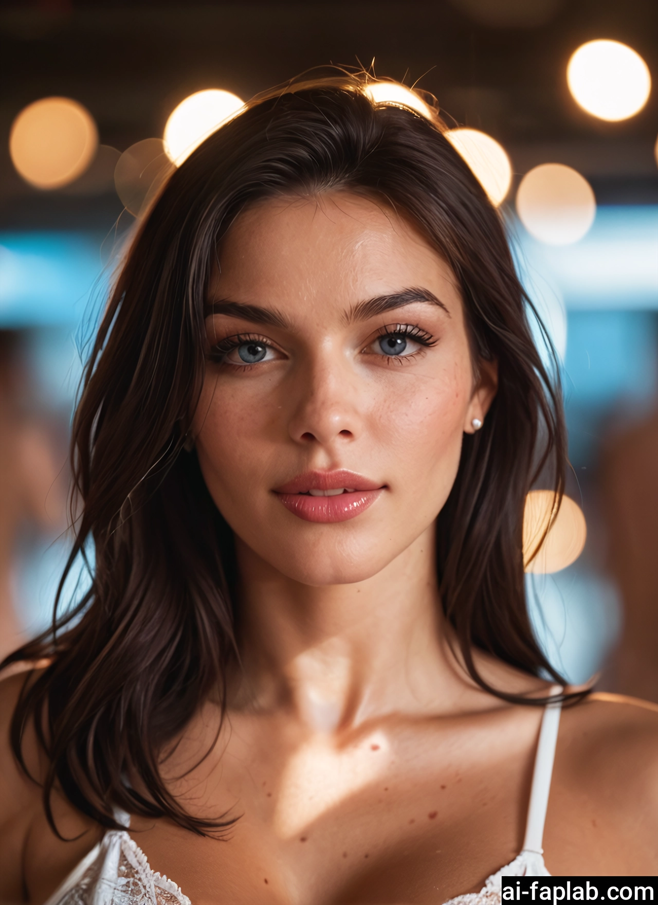 1girl, solo, blue eyes, brown hair, looking at viewer, jewelry · Yamete.gg