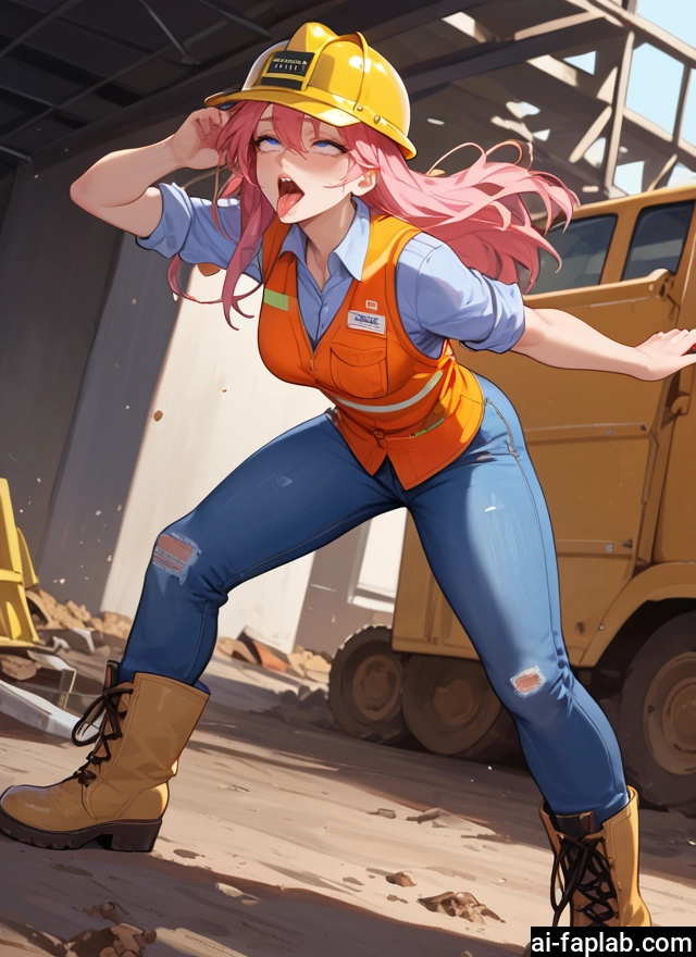 1girl, pink hair, tongue, blue eyes, boots, tongue out