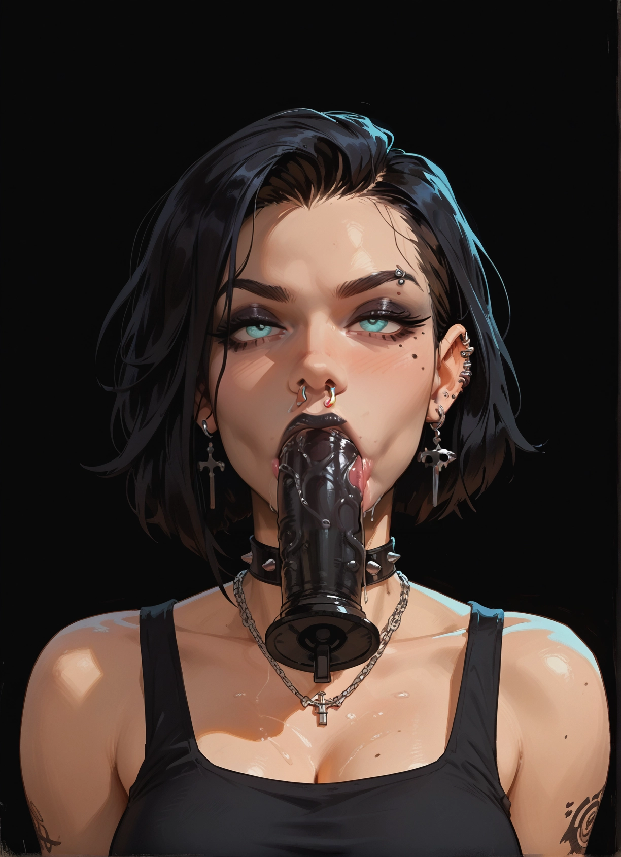 1girl, solo, piercing, breasts, jewelry, earrings · Yamete.gg