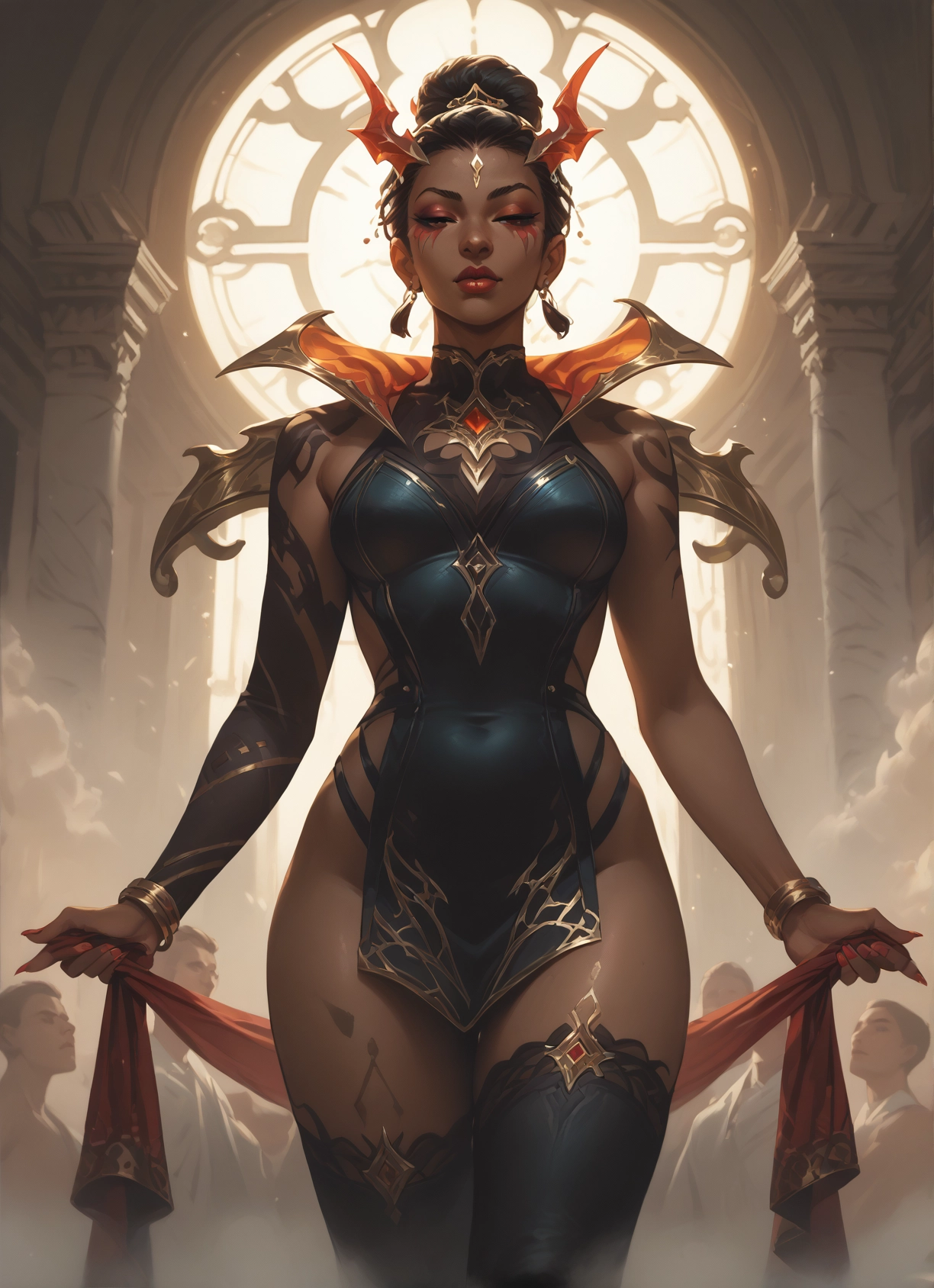 1girl, jewelry, thighhighs, dark skin, earrings, dark-skinned female · Yamete.gg
