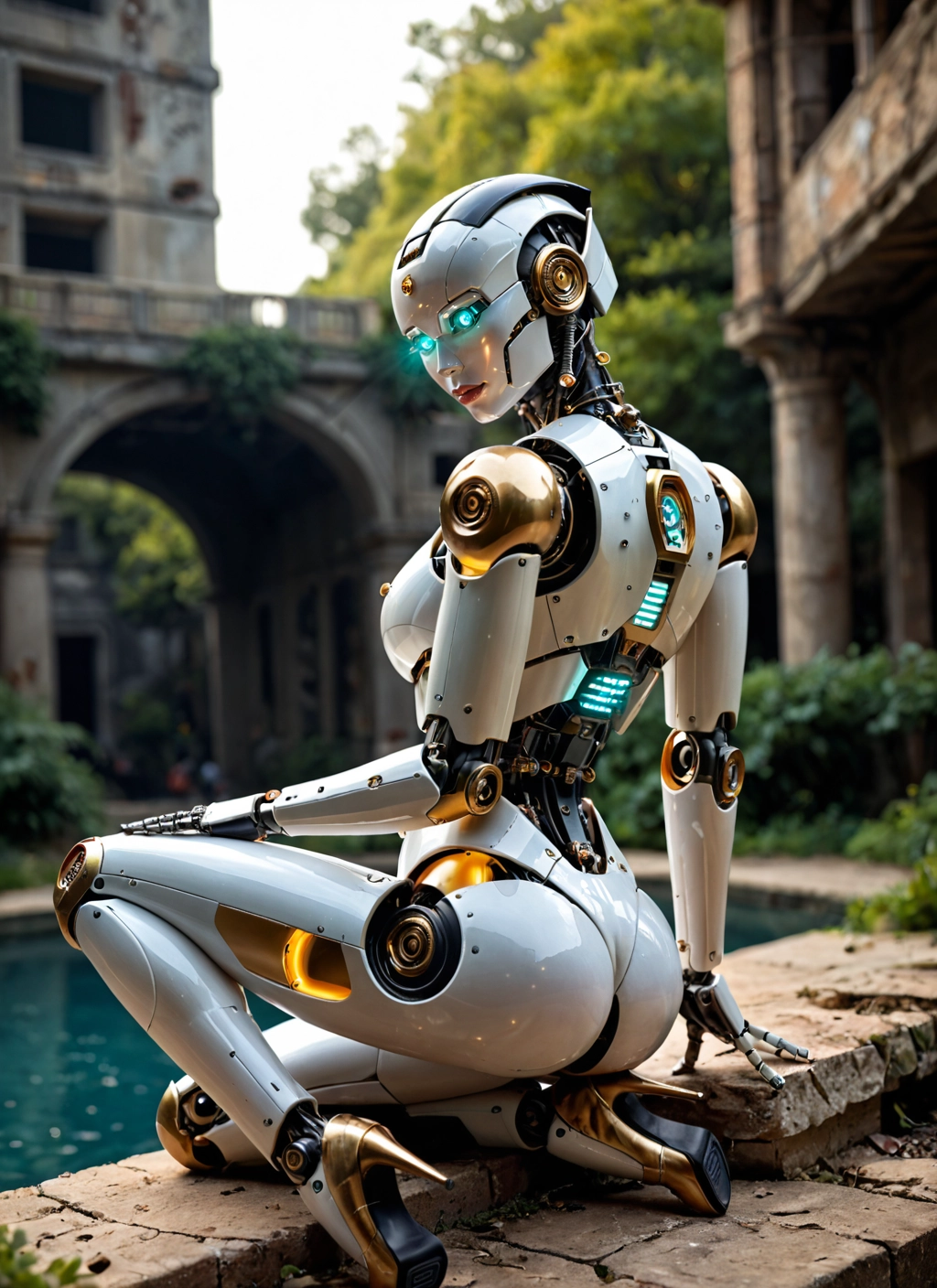 1girl, ass, solo, high heels, robot joints, glowing · Yamete.gg