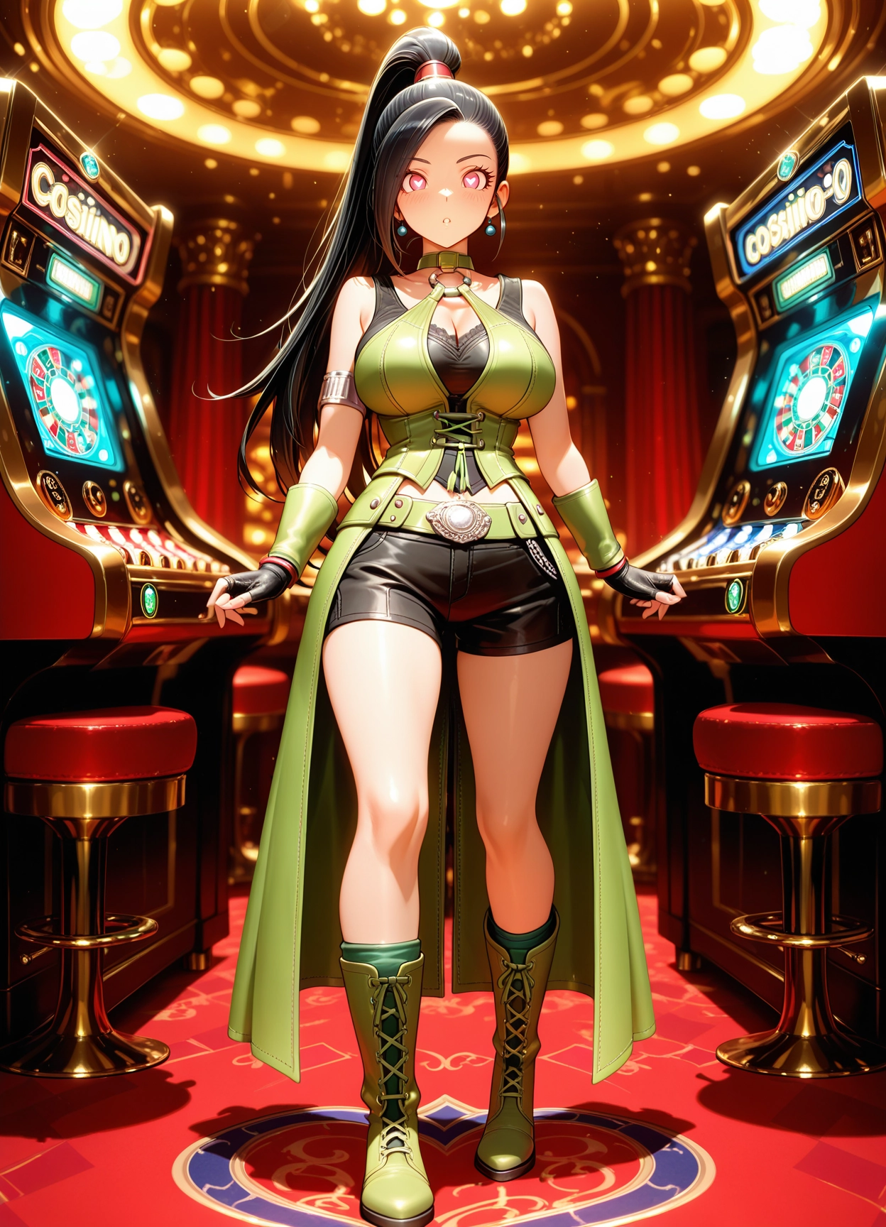 1girl, breasts, solo, black hair, jewelry, ponytail · Yamete.gg
