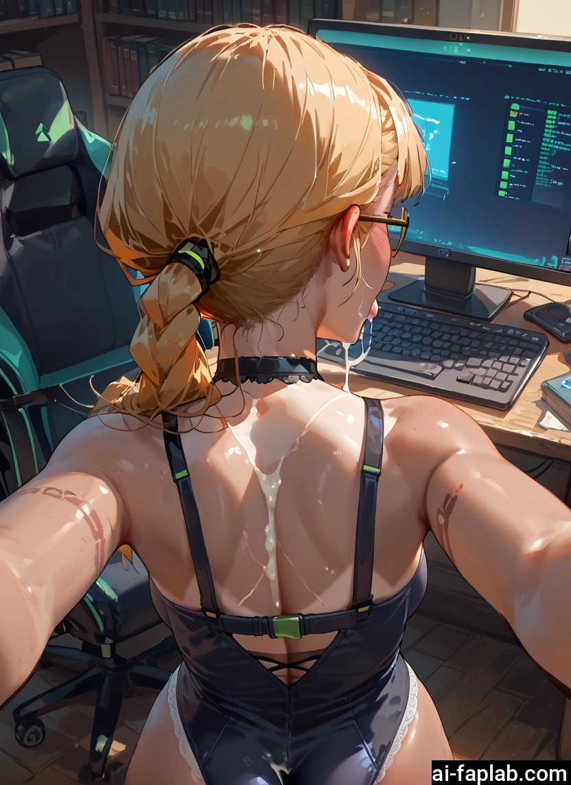 1girl, cum, blonde hair, cum in mouth, braid, glasses · Yamete.gg