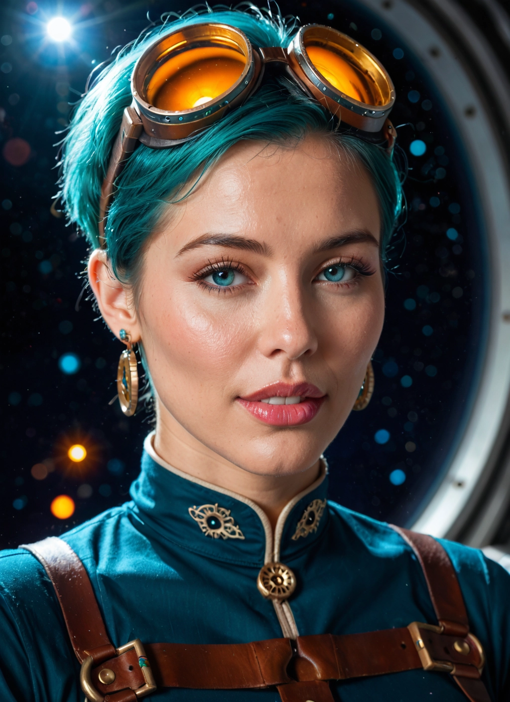 1girl, solo, goggles, jewelry, earrings, short hair · Yamete.gg