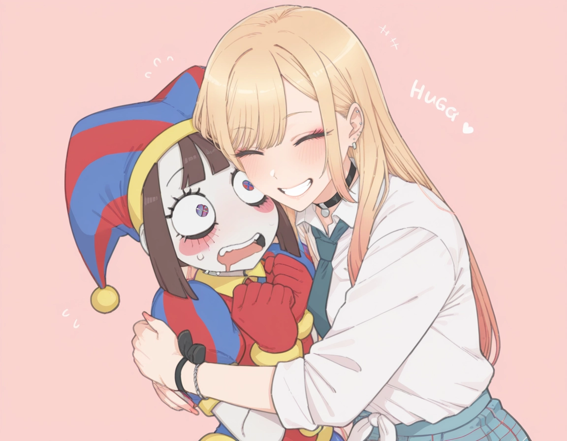 kitagawa marin, shirt, red gloves, 2girls, necktie, blonde hair · Yamete.gg