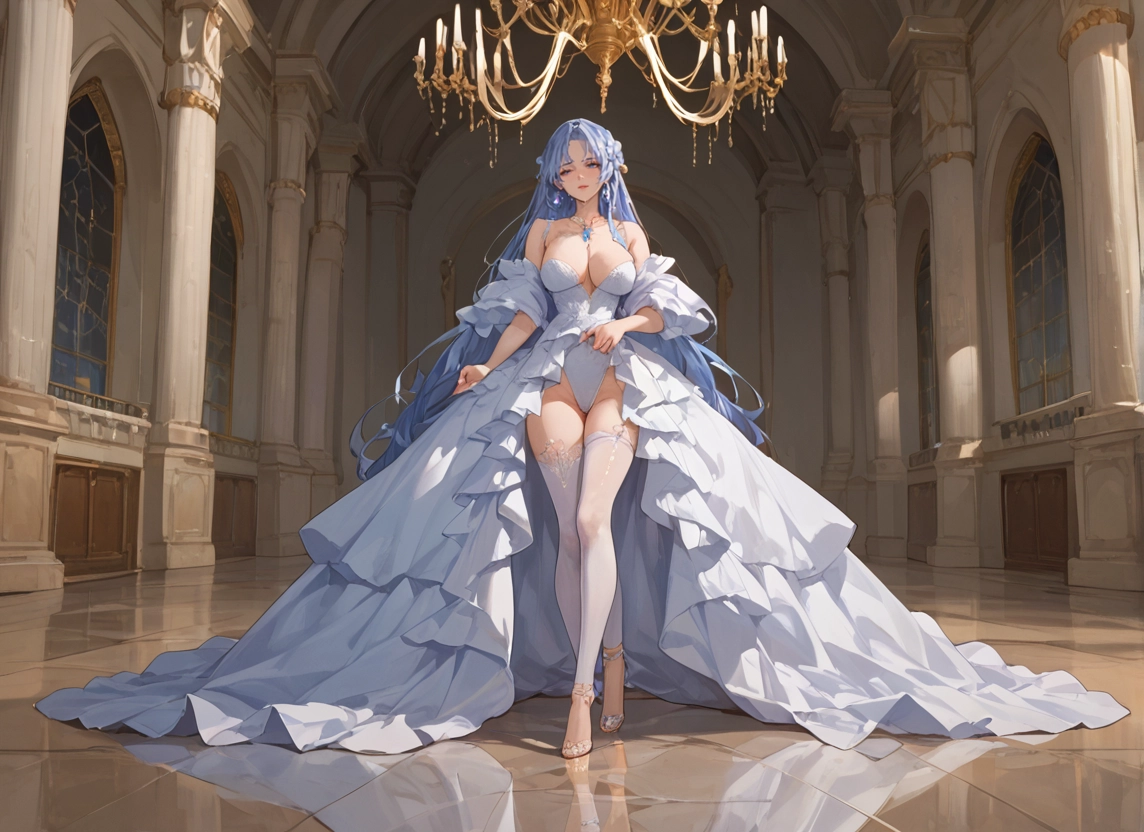 1girl, breasts, long hair, dress, thighhighs, large breasts · Yamete.gg