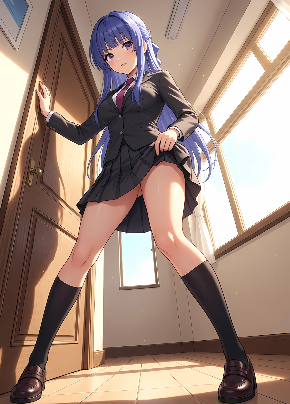 1girl, solo, skirt, jacket, socks, long hair · Yamete.gg