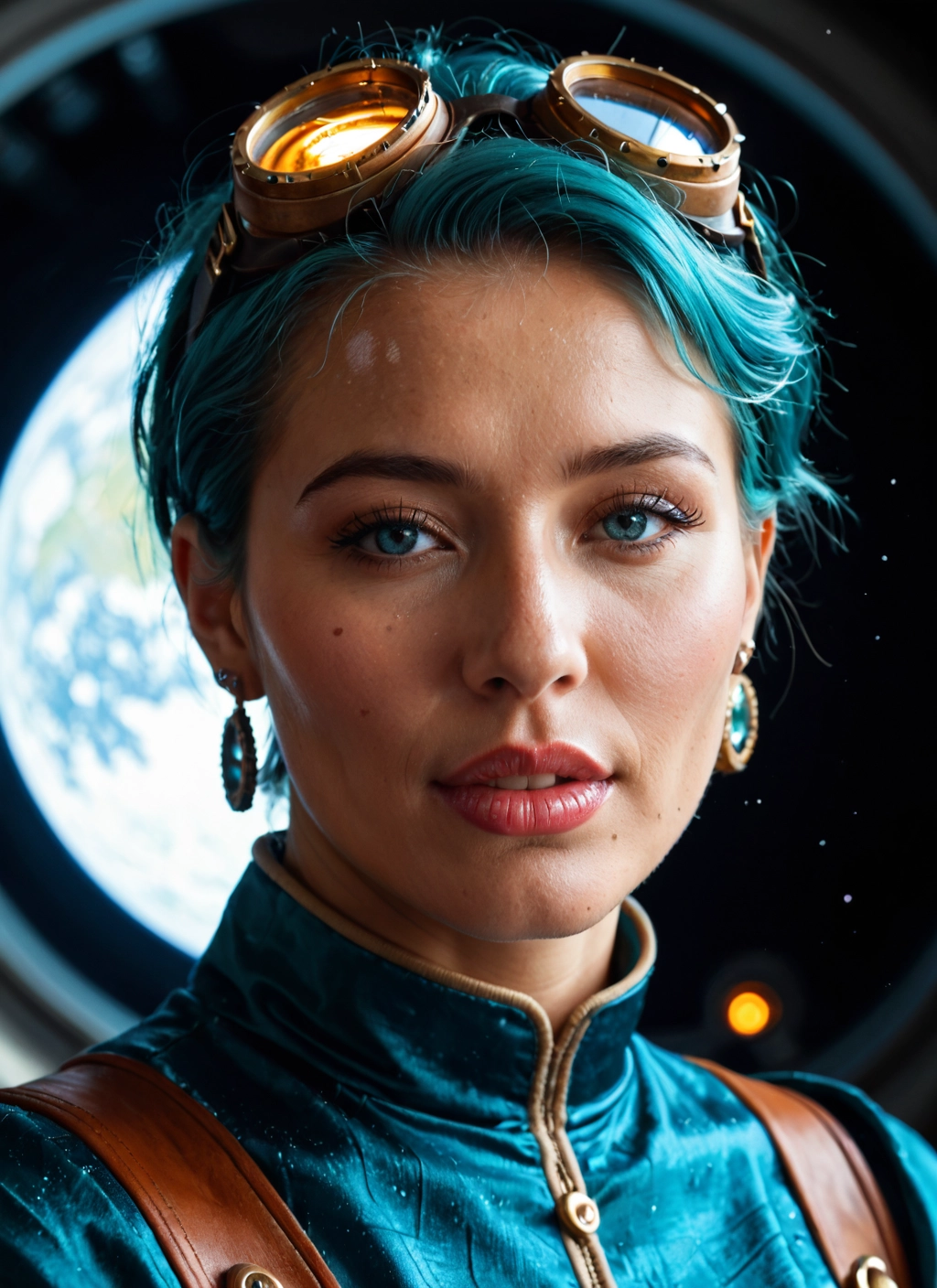 solo, 1girl, goggles, jewelry, earrings, goggles on head · Yamete.gg