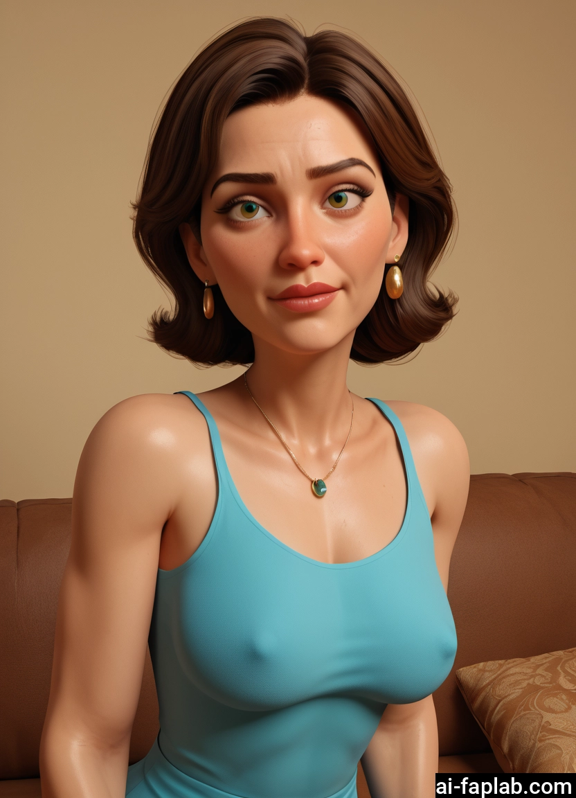 1girl, solo, jewelry, breasts, earrings, brown hair · Yamete.gg