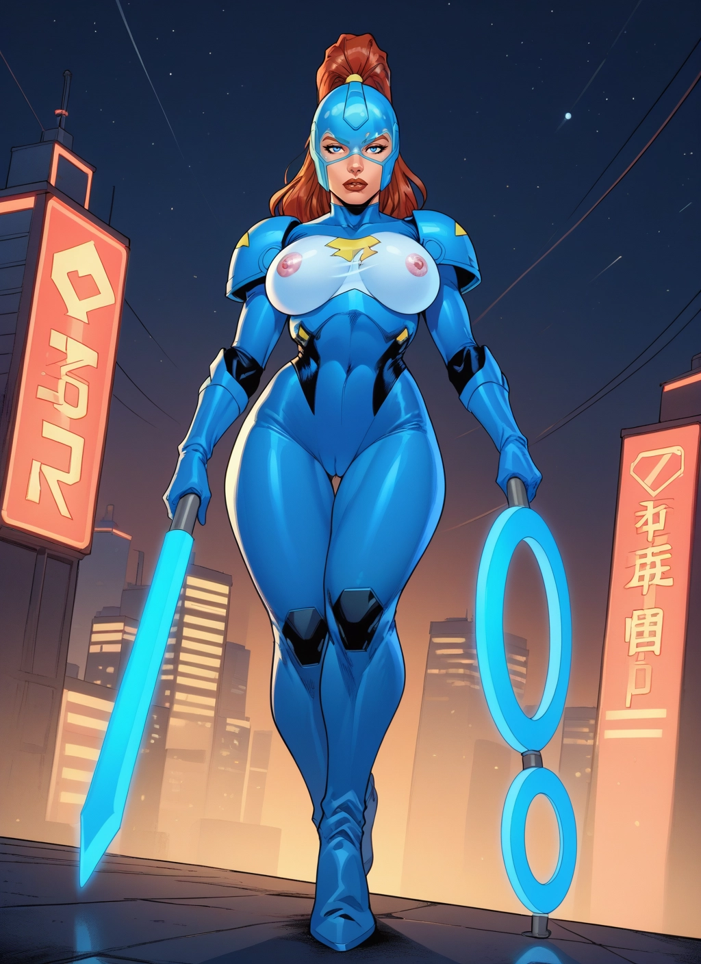 1girl, breasts, solo, bodysuit, weapon, blue eyes · Yamete.gg