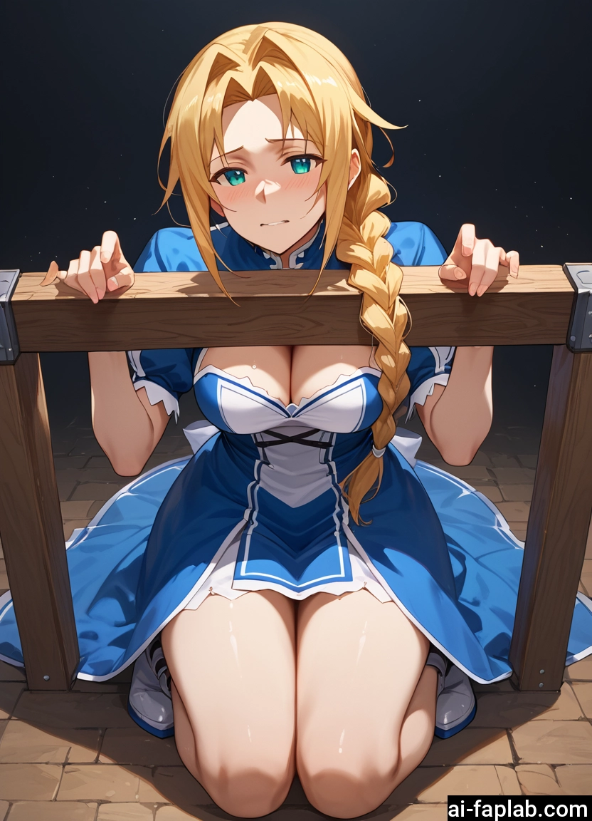 1girl, breasts, blonde hair, braid, cleavage, blush · Yamete.gg