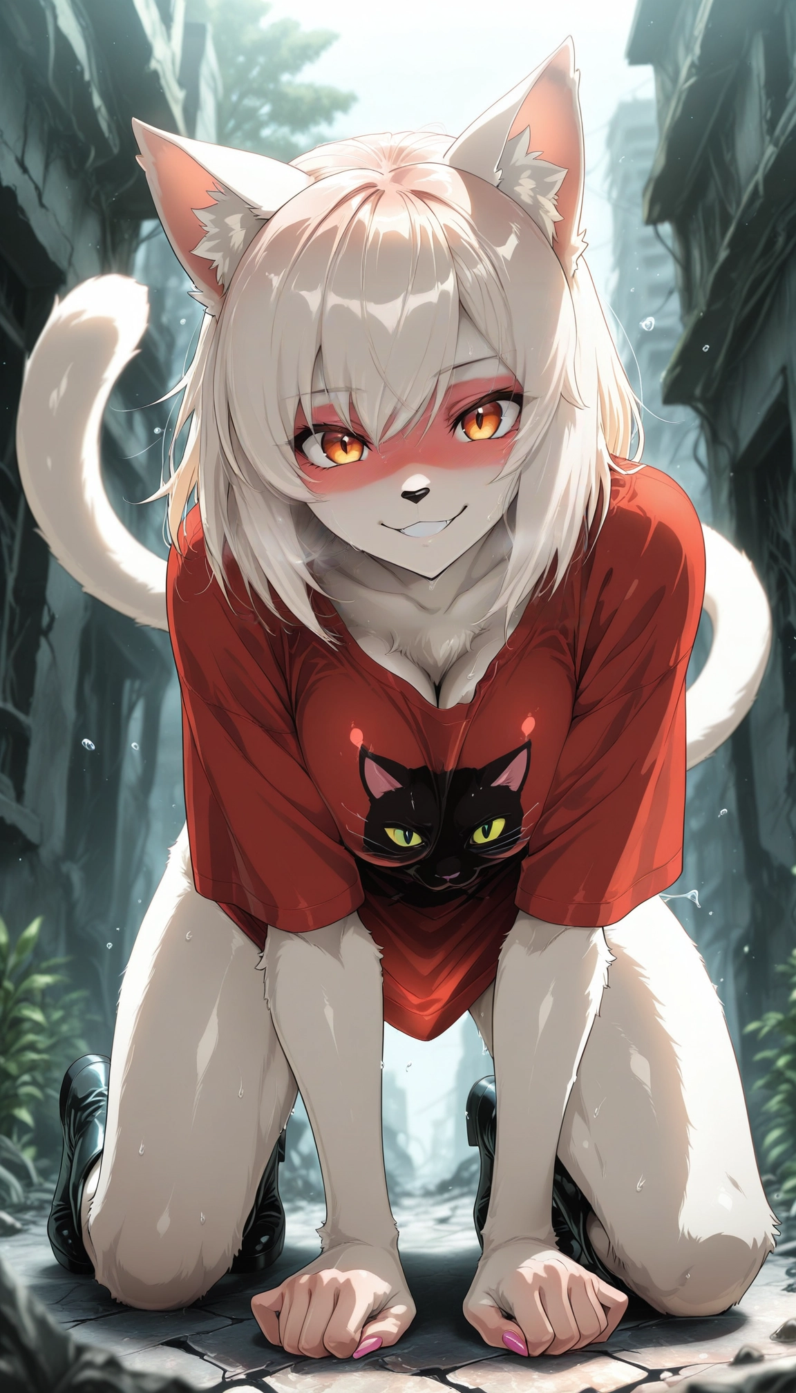 furry, 1girl, animal ears, shirt, furry female, tail