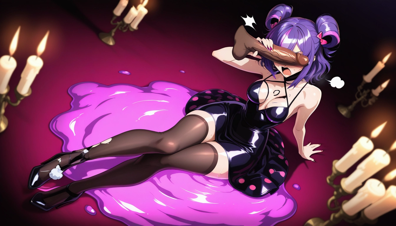 1girl, penis, thighhighs, hetero, breasts, dress