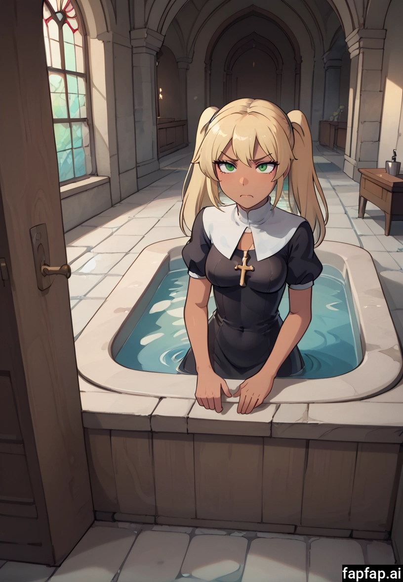 1girl, solo, twintails, indoors, green eyes, blonde hair · Yamete.gg