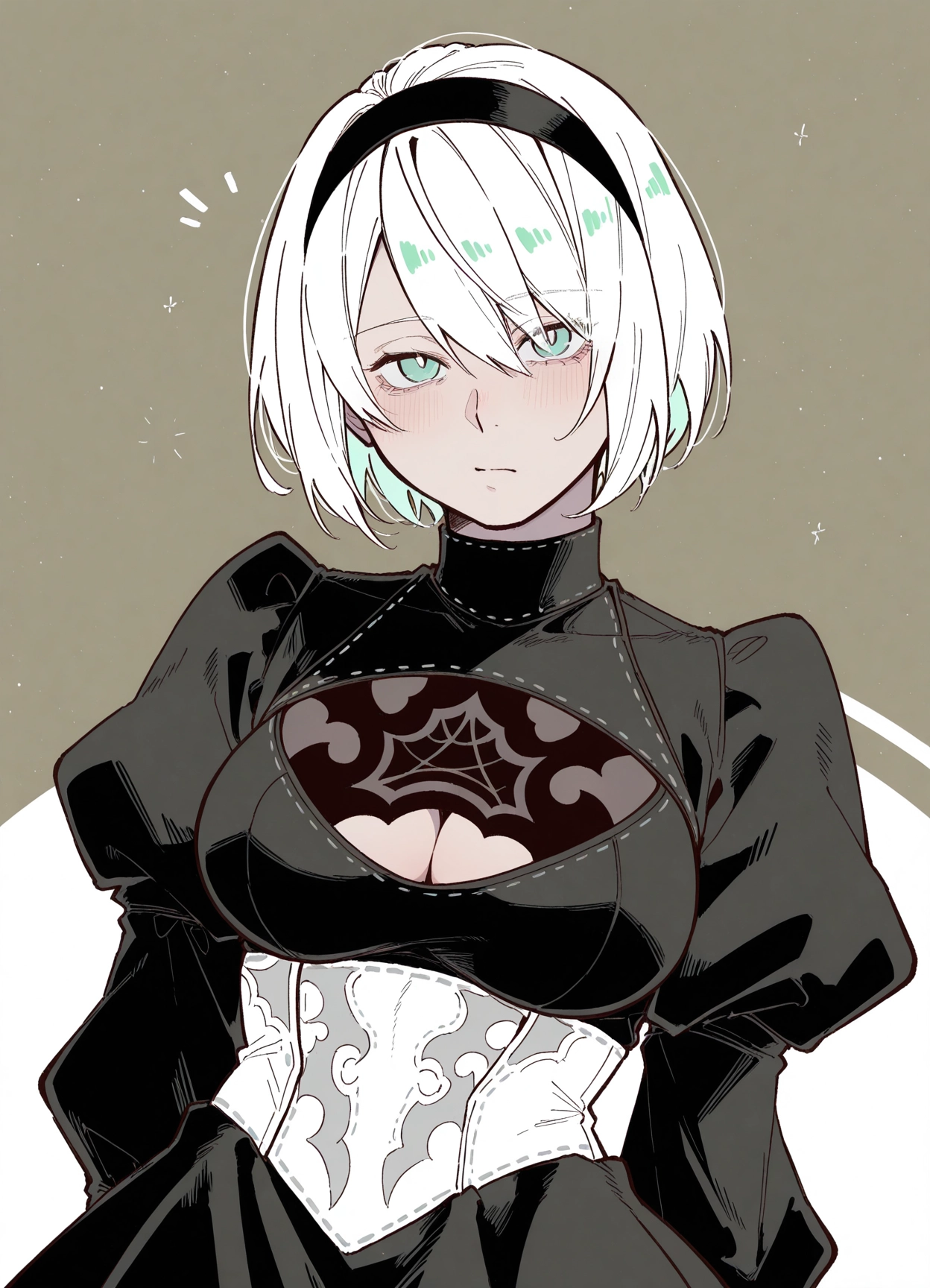 1girl, breasts, solo, hairband, cleavage cutout, clothing cutout · Yamete.gg