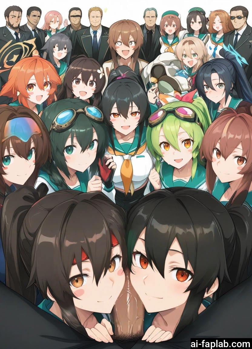 multiple girls, penis, 6+girls, hetero, multiple boys, brown hair · Yamete.gg