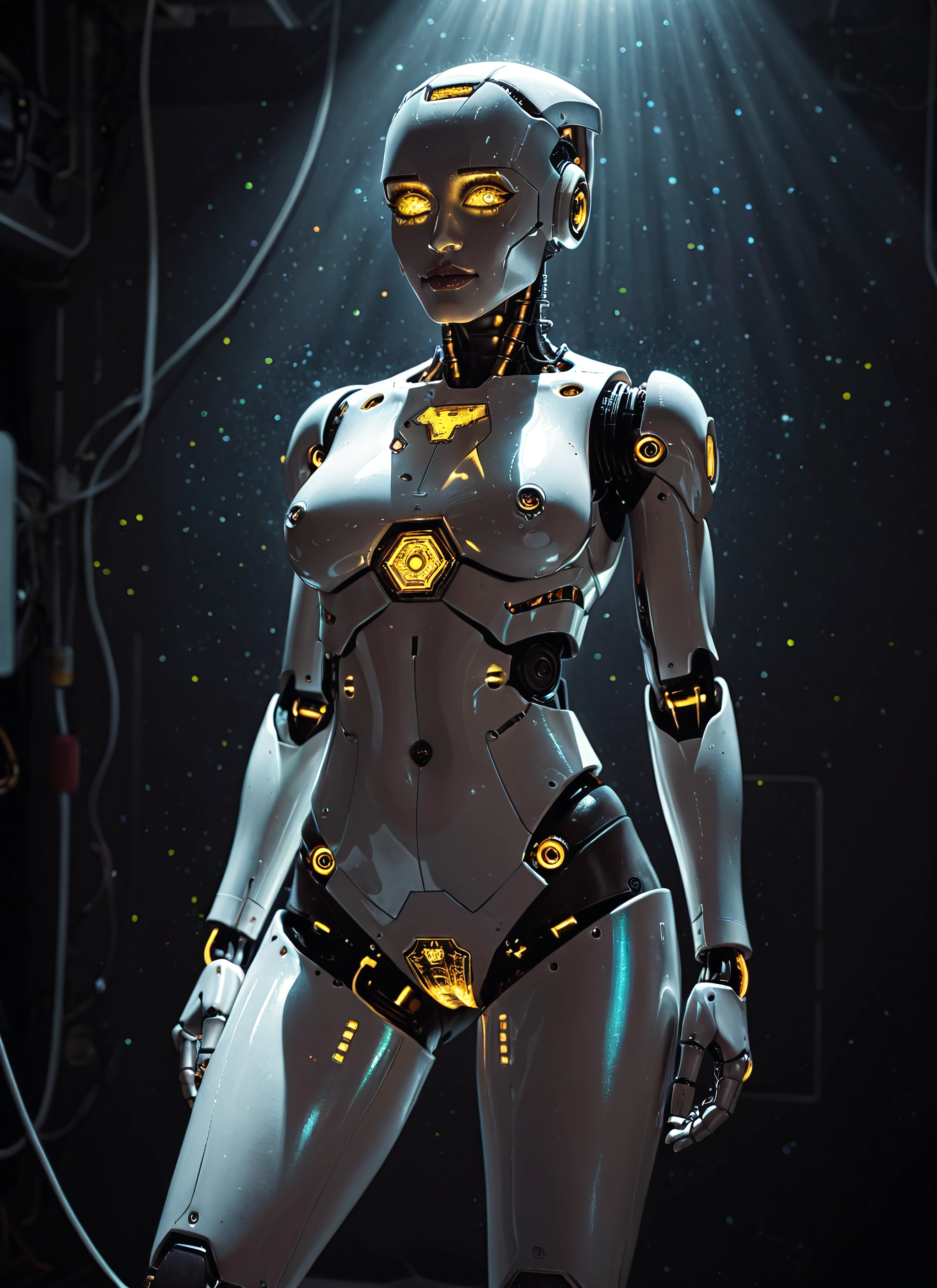 1girl, solo, yellow eyes, breasts, glowing, science fiction · Yamete.gg