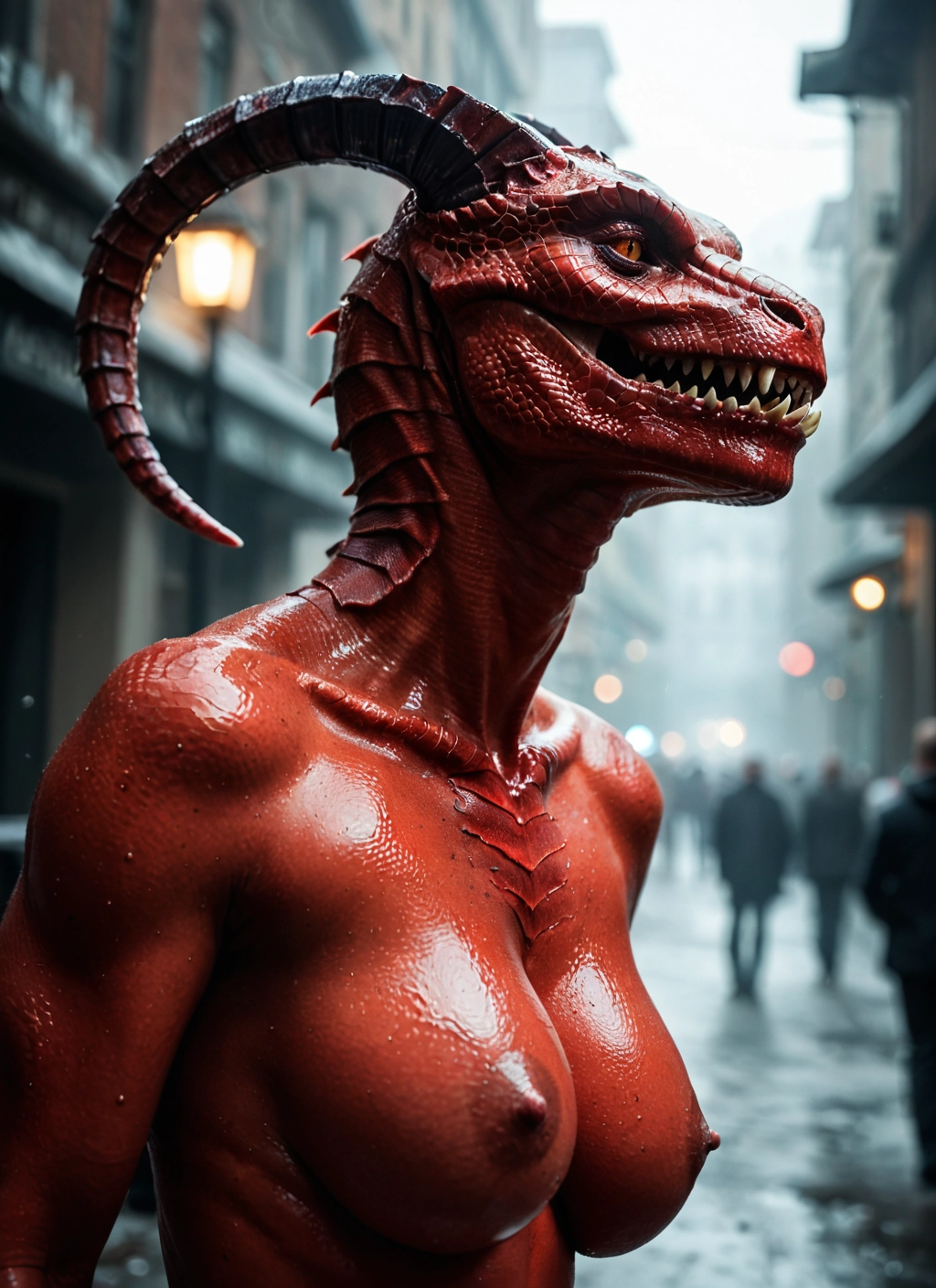 breasts, nipples, 1girl, sharp teeth, teeth, nude · Yamete.gg