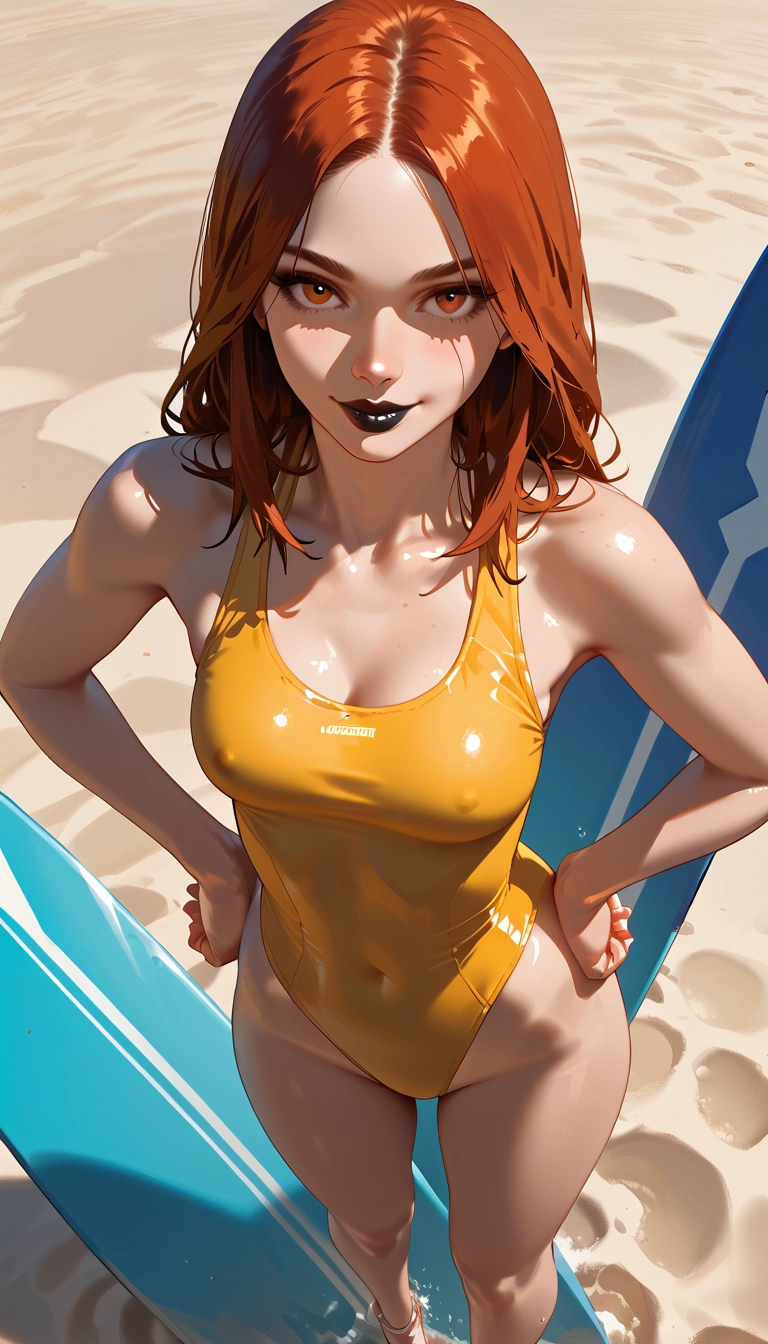 1girl, swimsuit, breasts, one-piece swimsuit, solo, looking at viewer