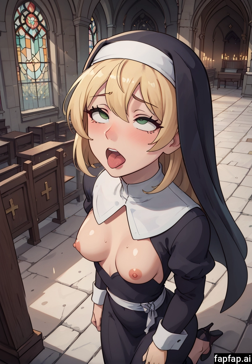 1girl, breasts, nipples, blonde hair, tongue, solo · Yamete.gg