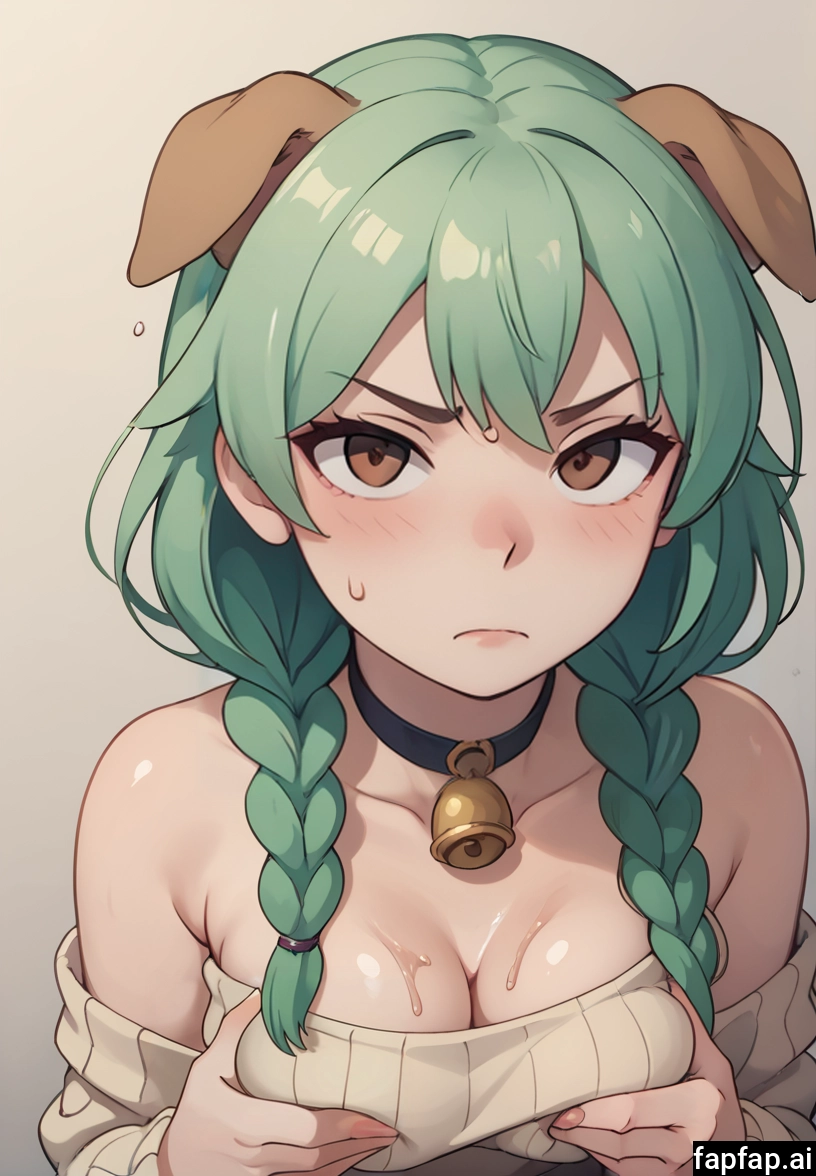 1girl, breasts, solo, braid, green hair, twin braids · Yamete.gg