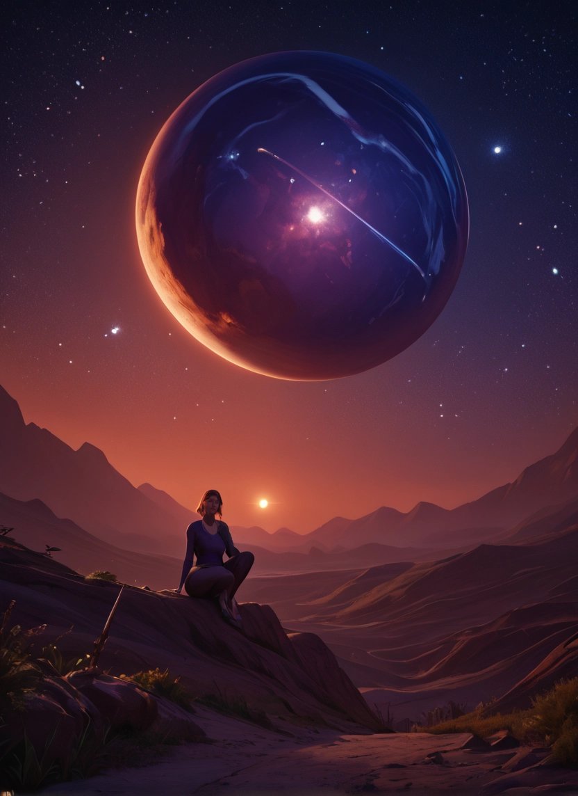 star (sky), sky, scenery, sitting, outdoors, 1boy · Yamete.gg