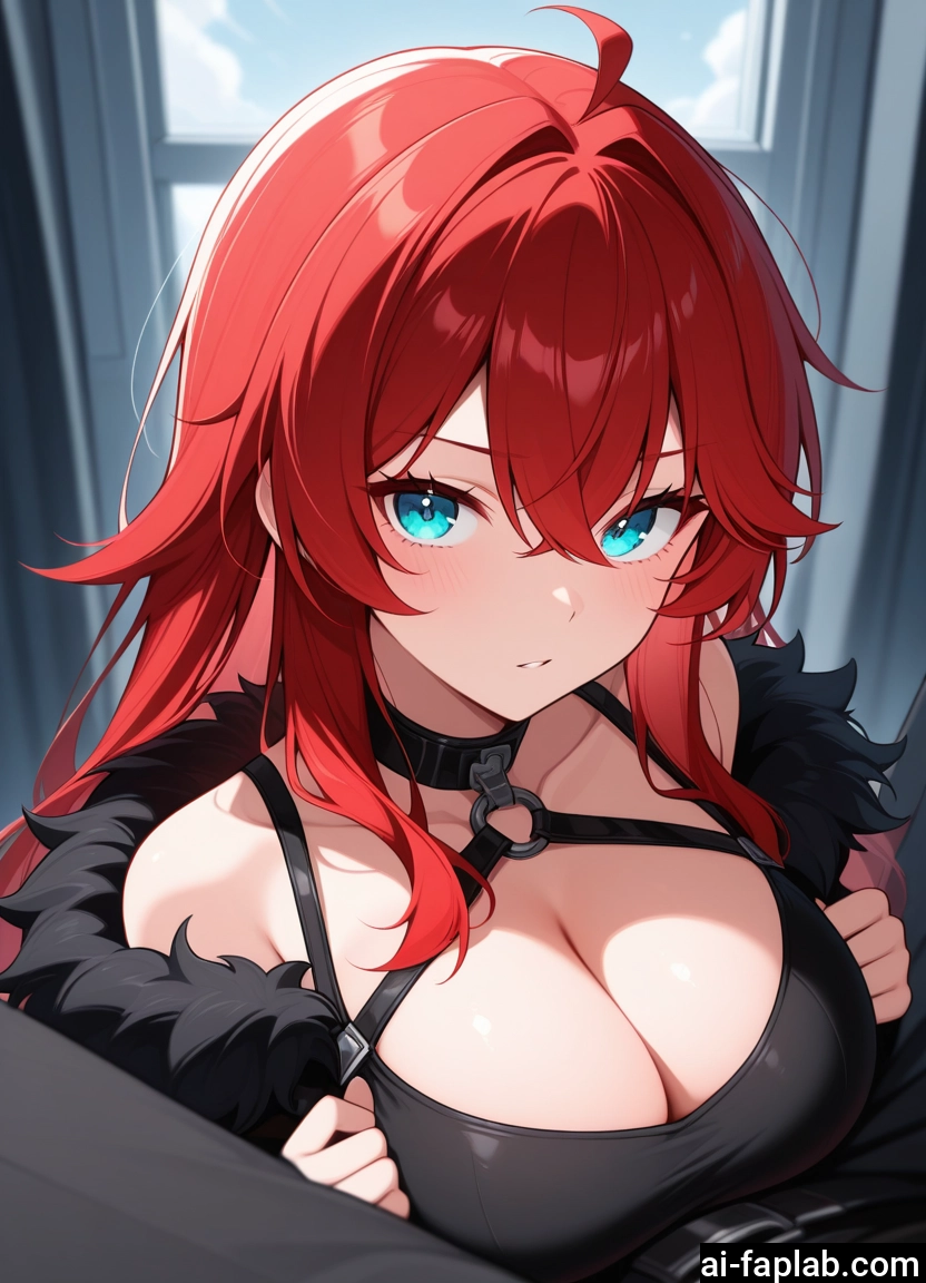 breasts, 1girl, red hair, cleavage, large breasts, long hair · Yamete.gg