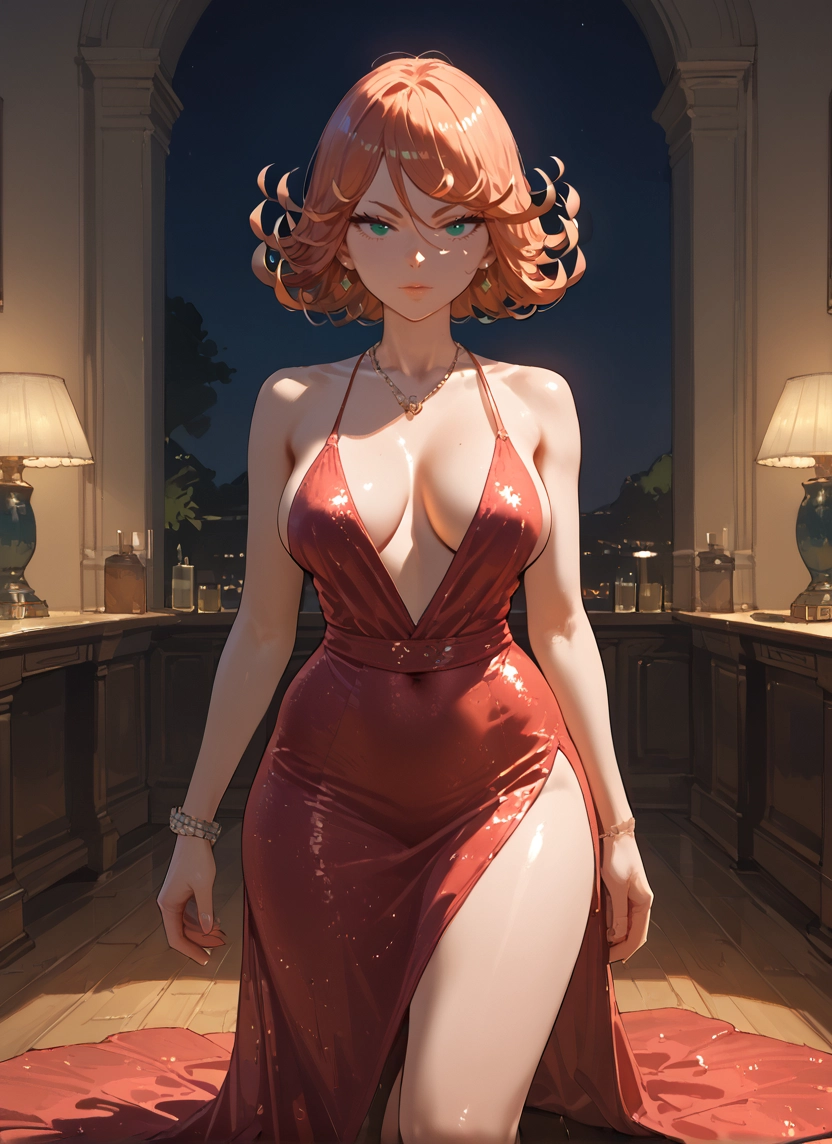 1girl, breasts, dress, jewelry, earrings, solo · Yamete.gg