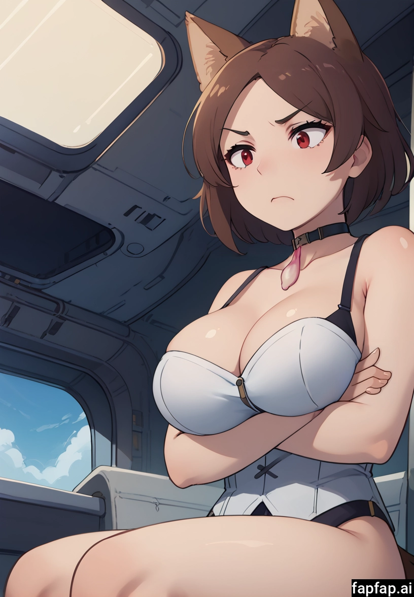 1girl, breasts, solo, animal ears, large breasts, brown hair · Yamete.gg