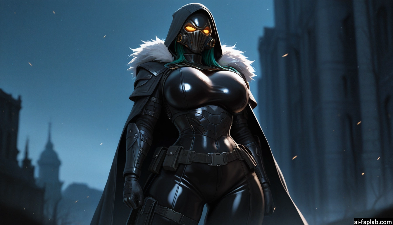 1girl, breasts, mask, solo, hood, bodysuit · Yamete.gg