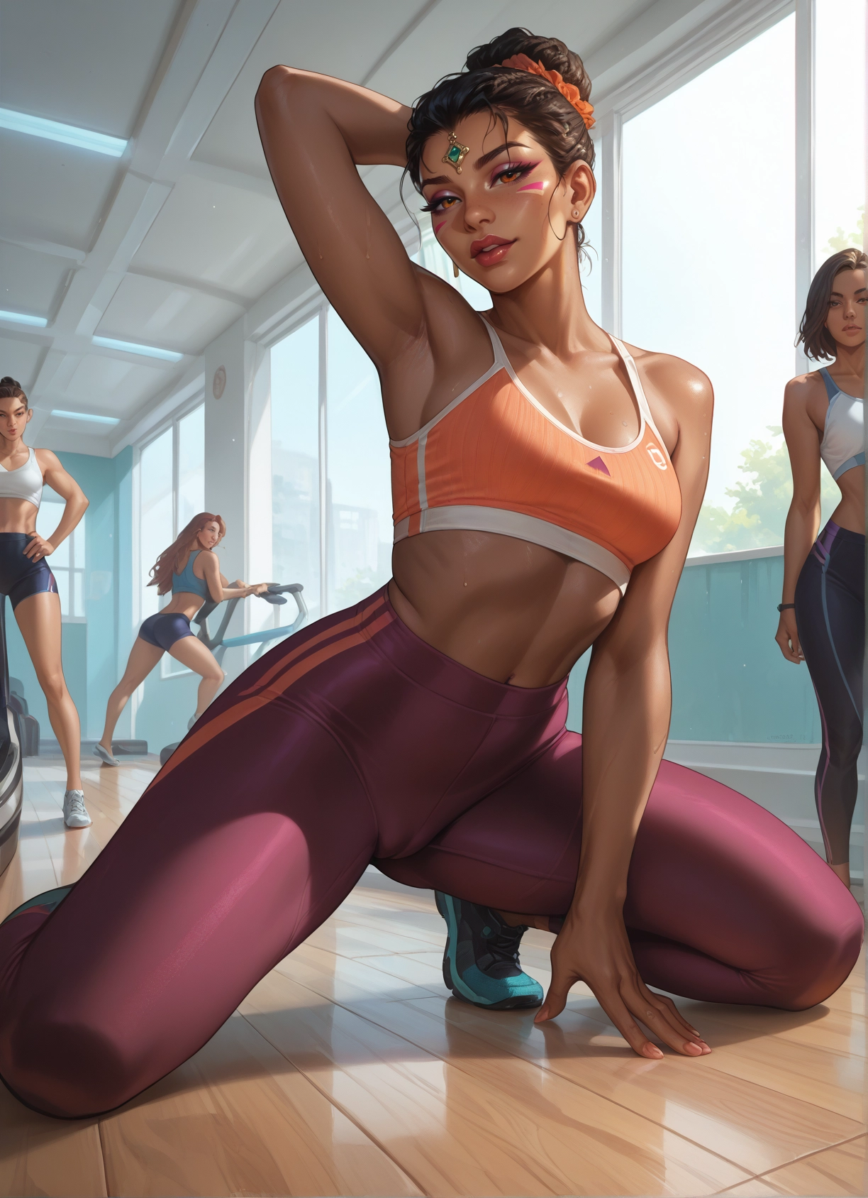 multiple girls, breasts, 3girls, dark-skinned female, dark skin, jewelry · Yamete.gg