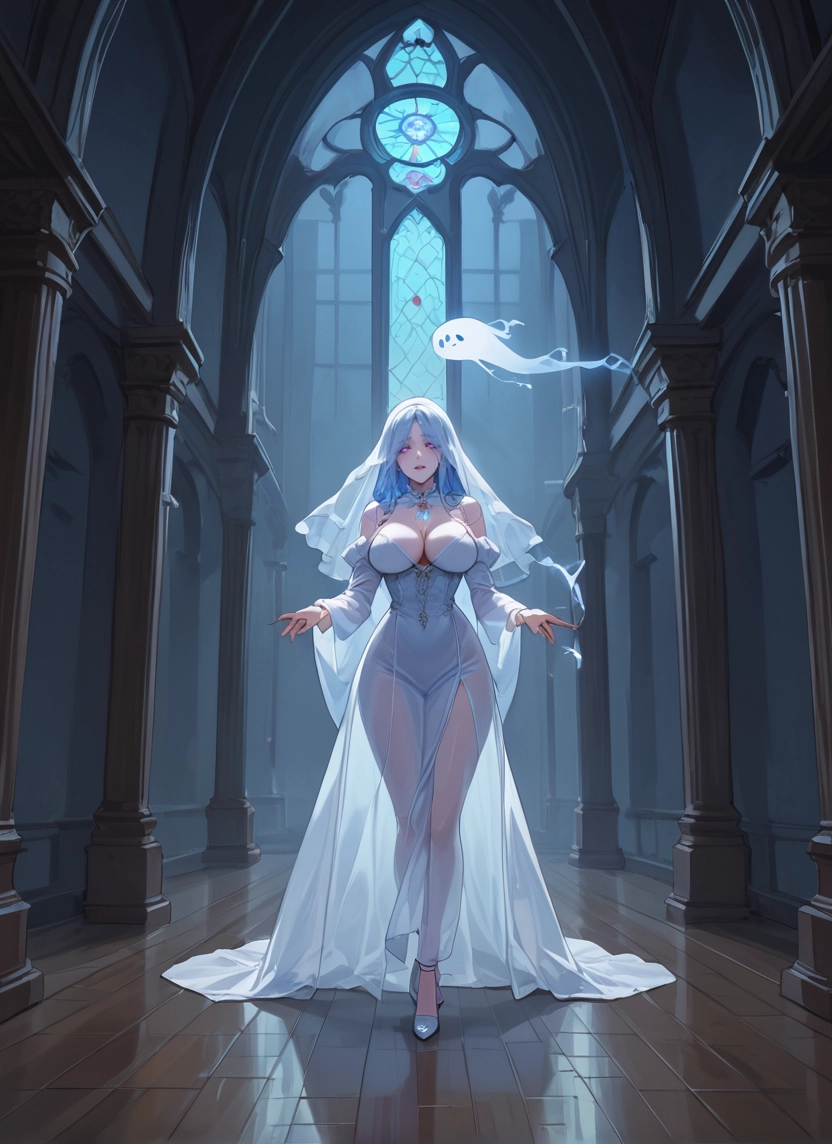 1girl, breasts, dress, large breasts, white dress, veil · Yamete.gg