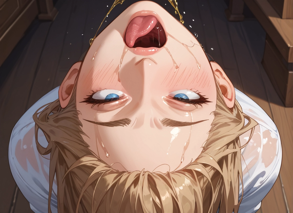 1girl, solo, blonde hair, blue eyes, tongue, wet · Yamete.gg