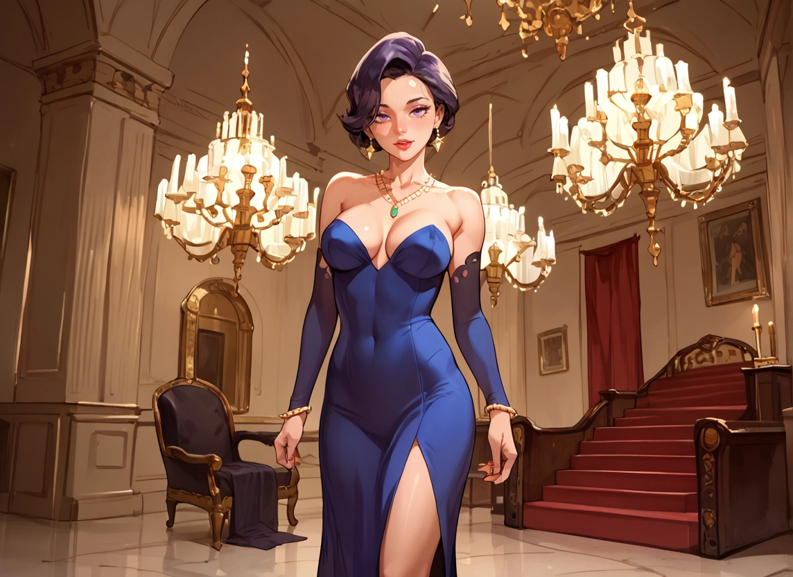 1girl, breasts, jewelry, dress, earrings, solo · Yamete.gg