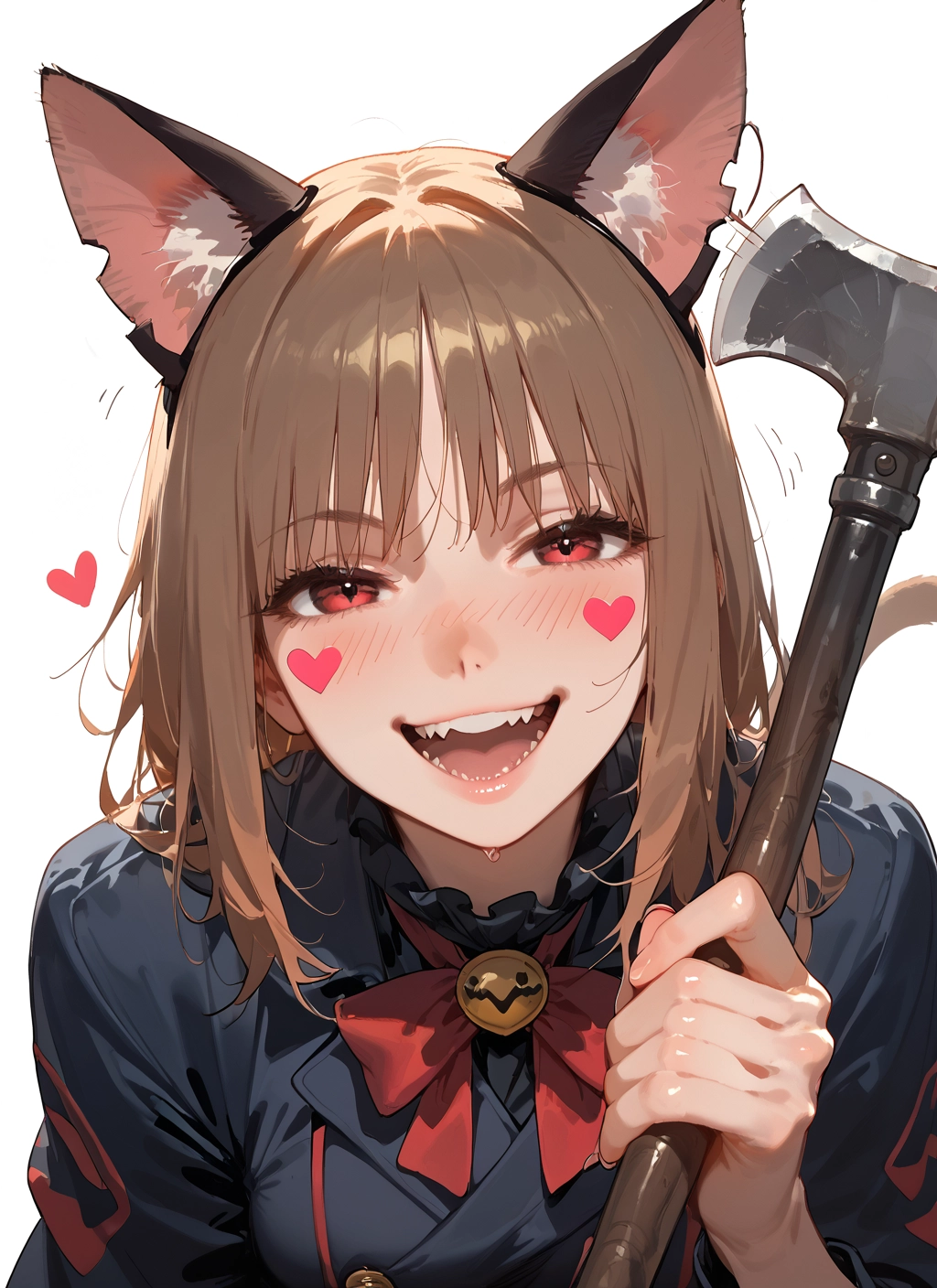 1girl, animal ears, solo, cat ears, red eyes, open mouth · Yamete.gg