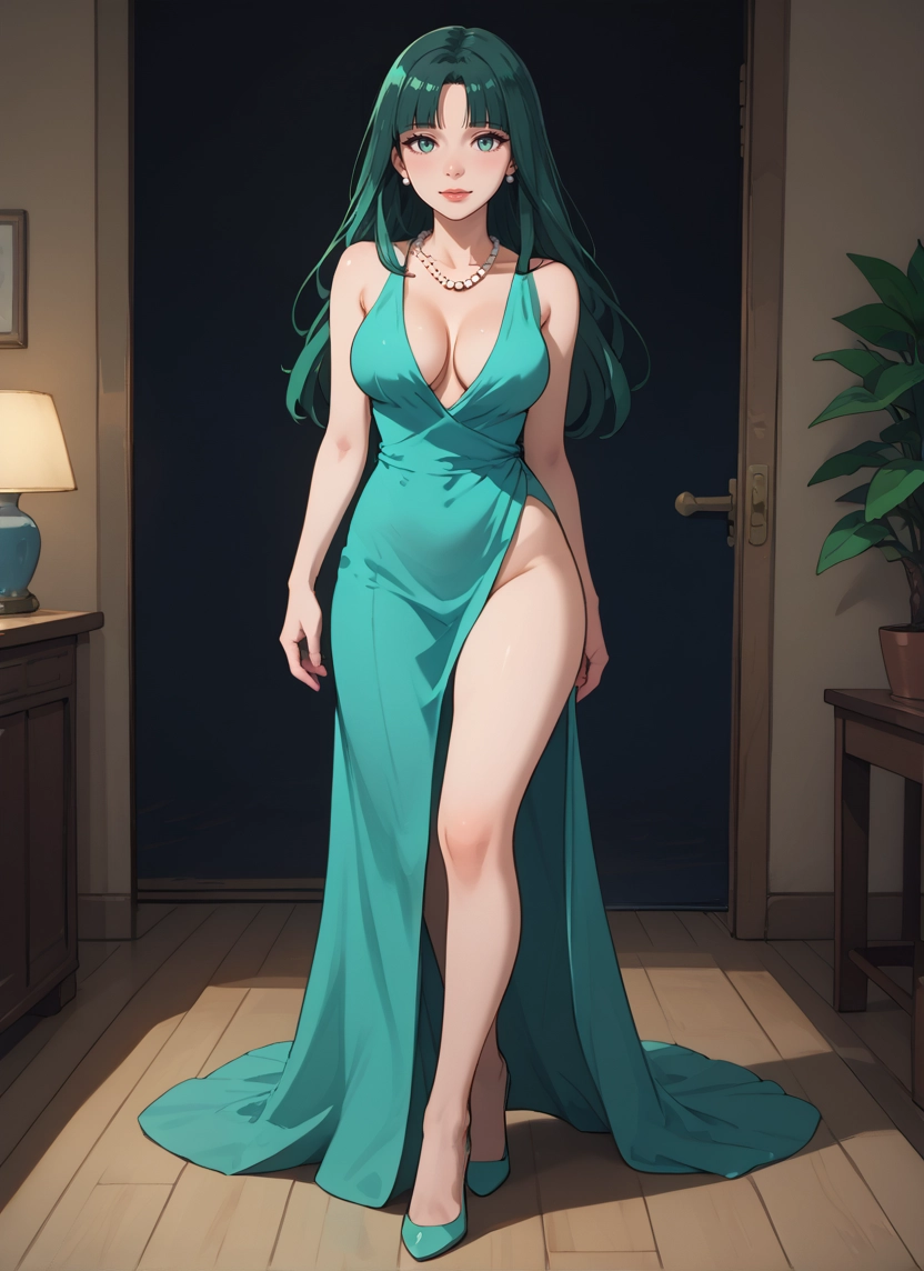 1girl, breasts, dress, jewelry, earrings, necklace · Yamete.gg