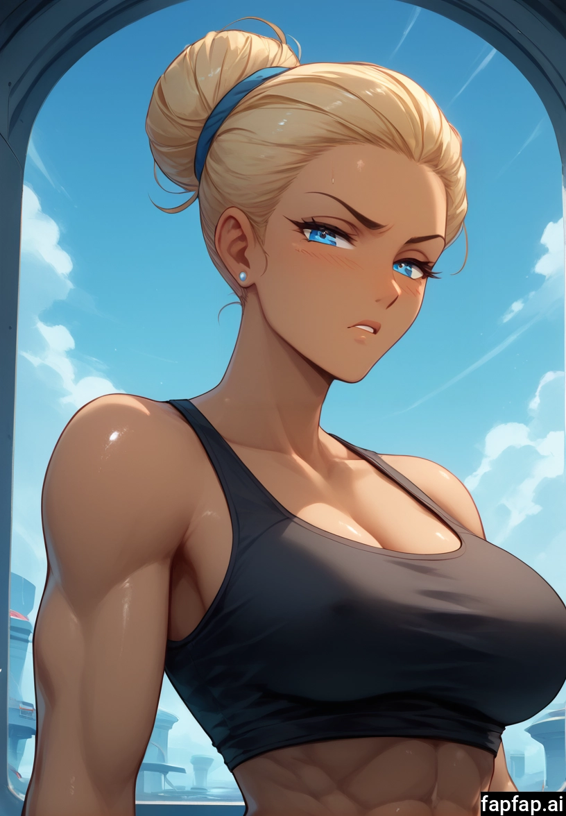 1girl, breasts, solo, blue eyes, blonde hair, hair bun · Yamete.gg
