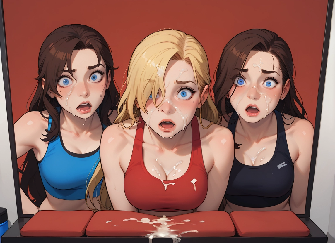 breasts, blonde hair, blue eyes, multiple girls, cum, 2girls · Yamete.gg